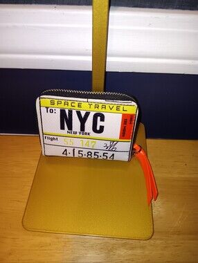 Min & Mon NYC Space Travel Cardholder Wallet in White, Black, Yellow, Orange